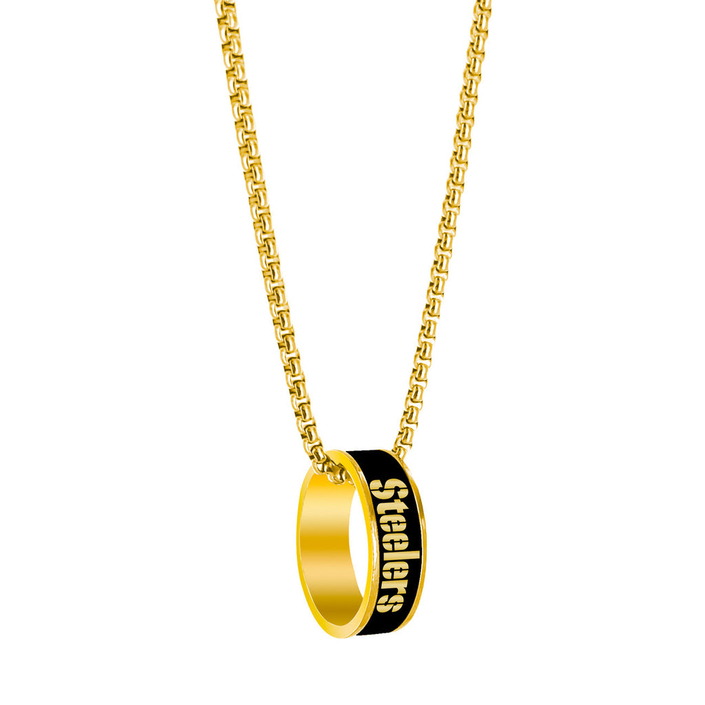 Pittsburgh Steelers Necklace Fashion Ring Pendant Gold