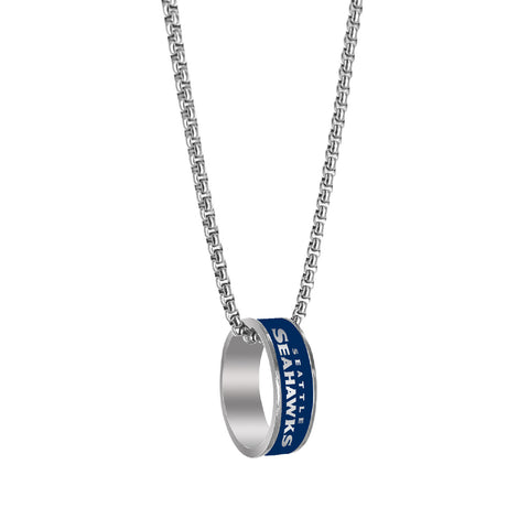 Seattle Seahawks Necklace Fashion Ring Pendant Silver