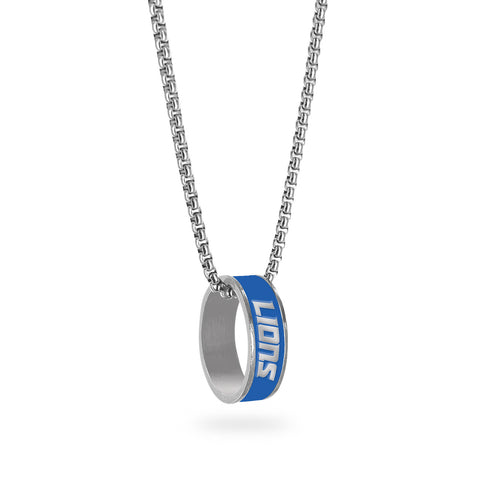 Detroit Lions Necklace Fashion Ring Pendant Silver