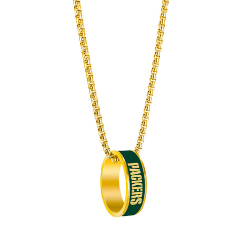 Green Bay Packers Necklace Fashion Ring Pendant Gold