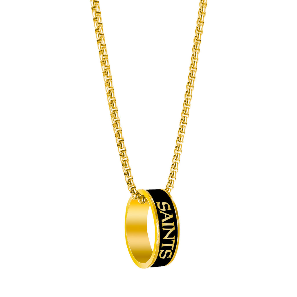 New Orleans Saints Necklace Fashion Ring Pendant Gold