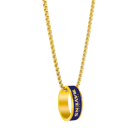 Baltimore Ravens Necklace Fashion Ring Pendant Gold