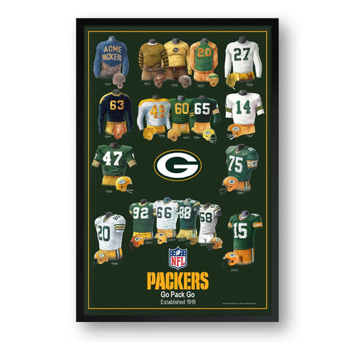 Green Bay Packers Framed Print 10x13 Uniform Heritage