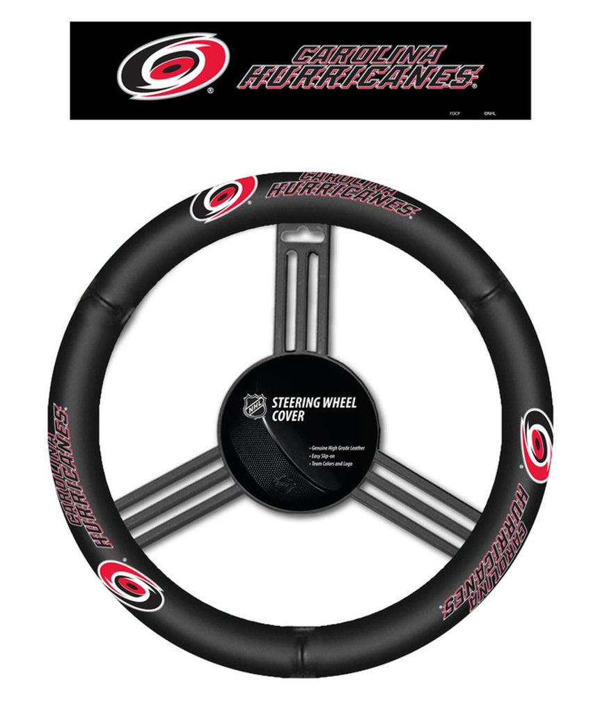 Carolina Hurricanes Steering Wheel Cover Leather CO