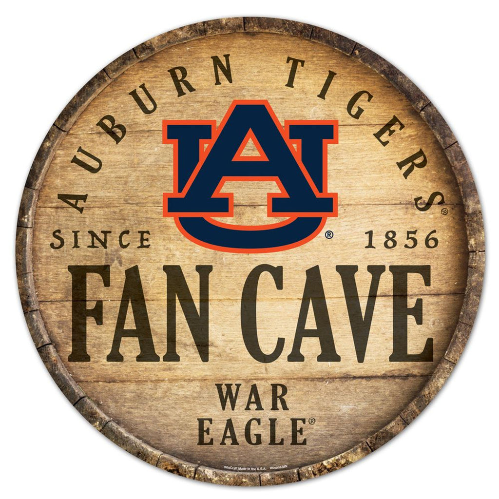 Auburn Tigers Sign Wood 14 Inch Round Barrel Top Design - Special Order