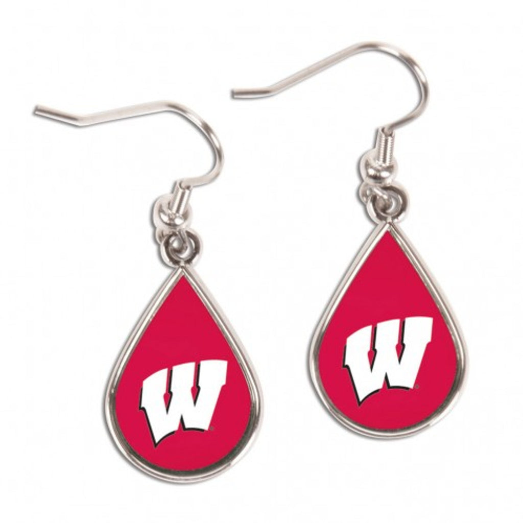 Wisconsin Badgers Earrings Tear Drop Style