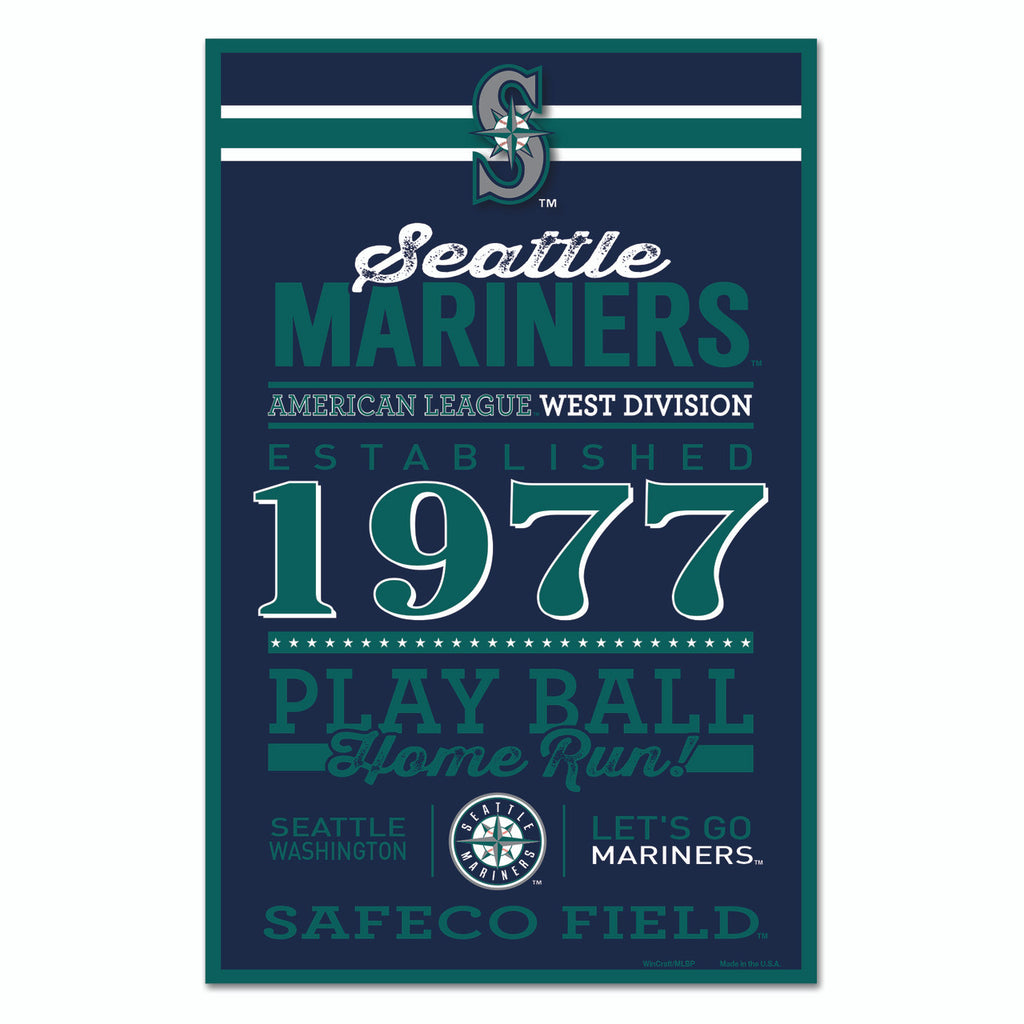 Seattle Mariners Sign 11x17 Wood Established Design - Special Order