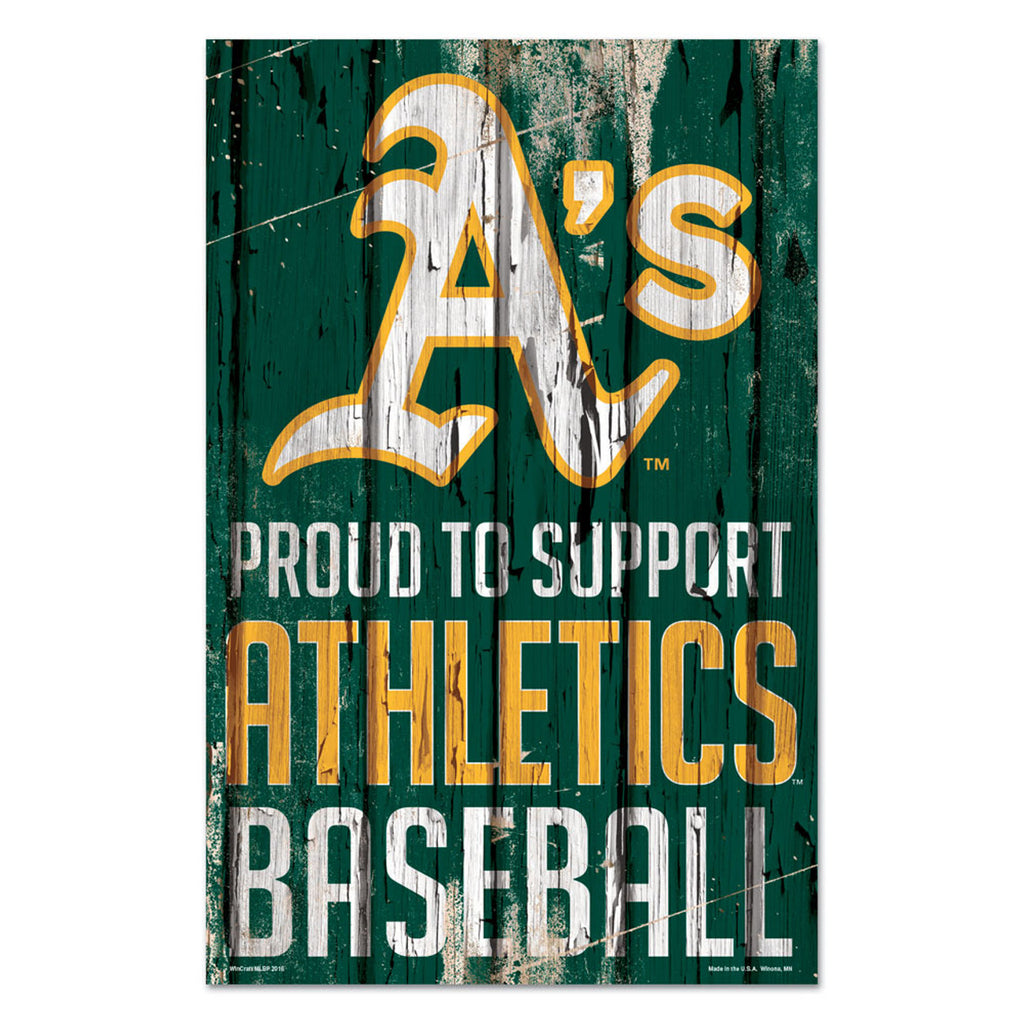 Oakland Athletics Sign 11x17 Wood Proud to Support Design