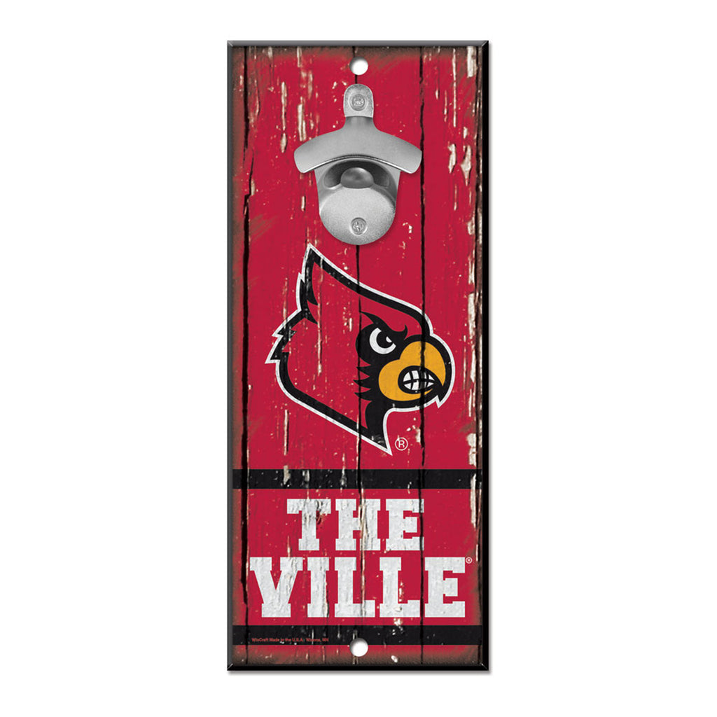 Louisville Cardinals Sign Wood 5x11 Bottle Opener - Special Order