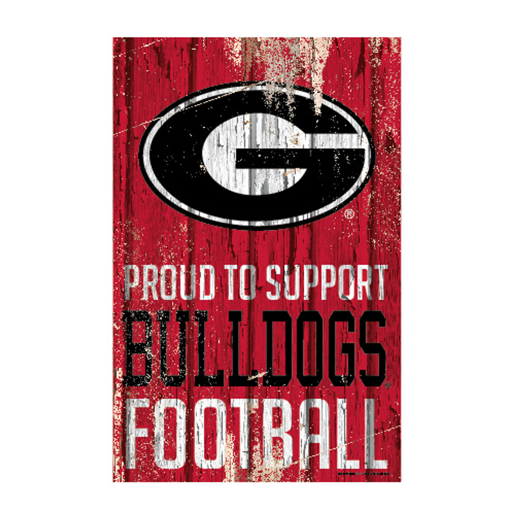 Georgia Bulldogs Sign 11x17 Wood Proud to Support Design