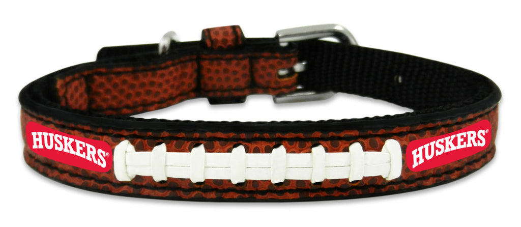 Nebraska Cornhuskers Pet Collar Classic Football Leather Size Toy