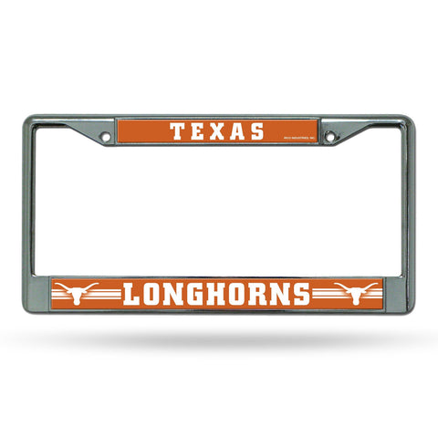 Texas Longhorns License Plate Frame Chrome Printed Insert