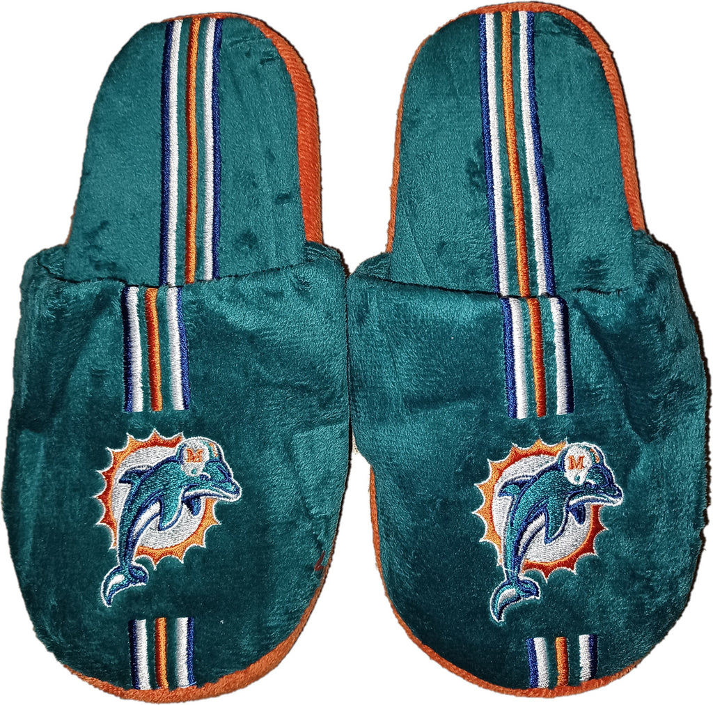 Miami Dolphins Slipper - Youth 8-16 Size 1-2 Stripe - (1 Pair) - S