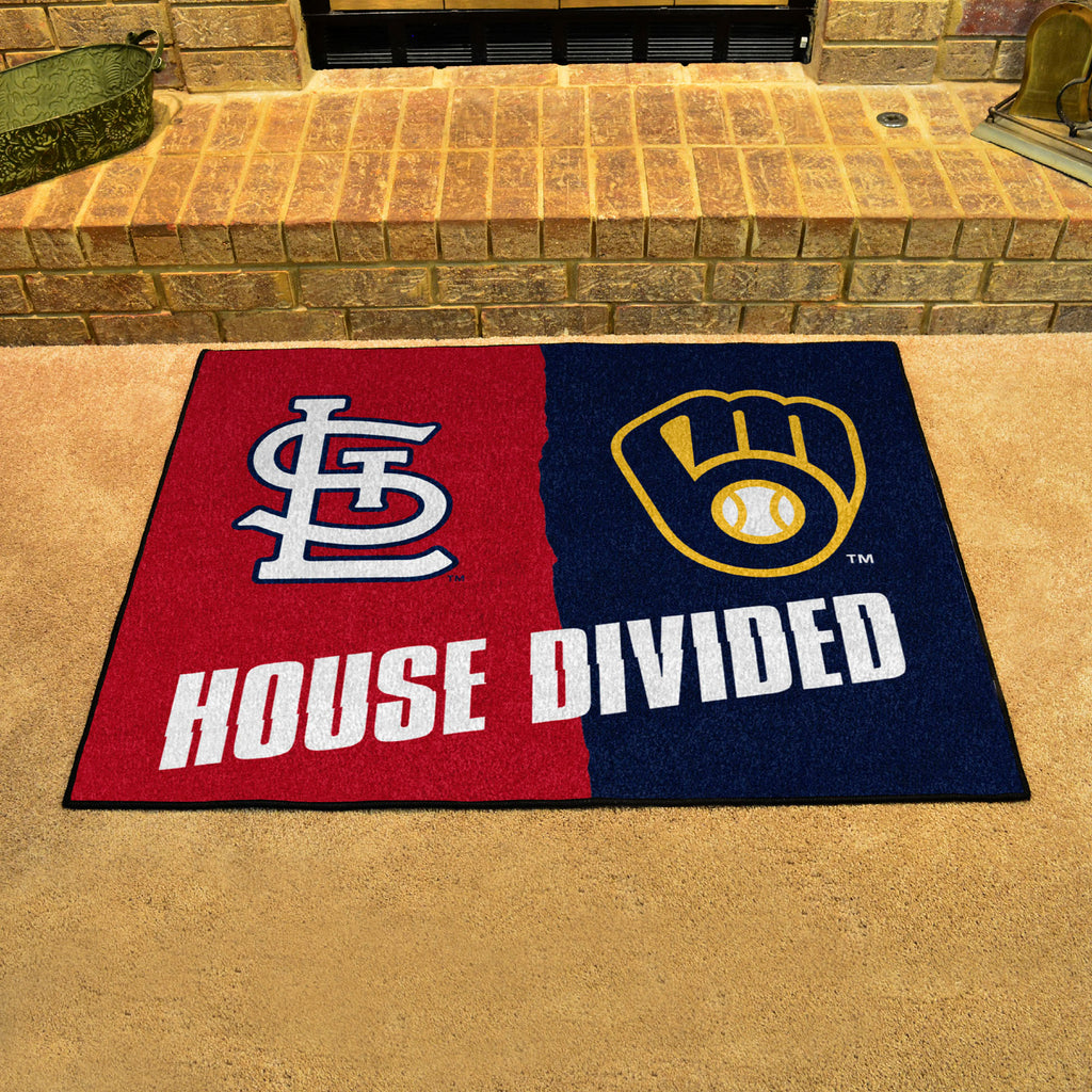 MLB House Divided Mat - Cardinals / Brewers