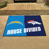 NFL House Divided Mat - Chargers / Broncos