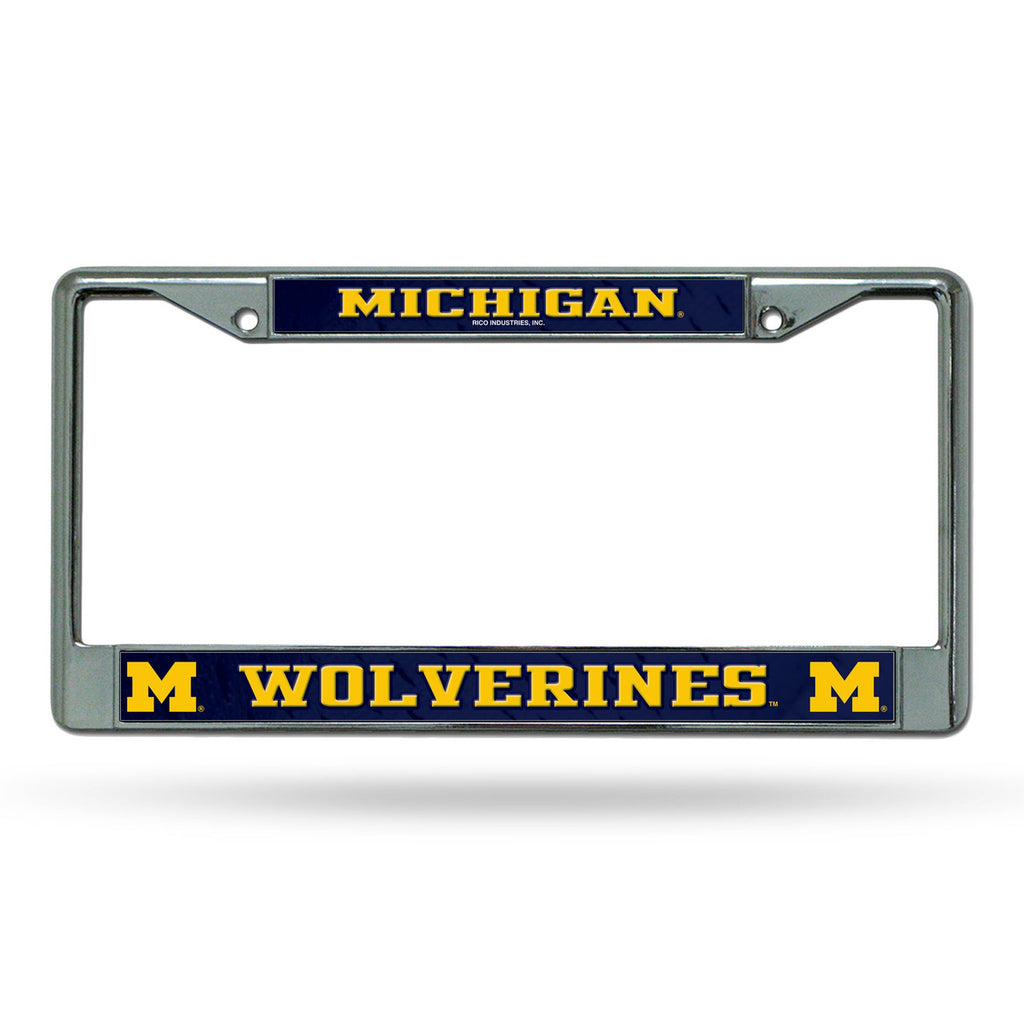 Michigan Wolverines License Plate Frame Chrome Printed Insert