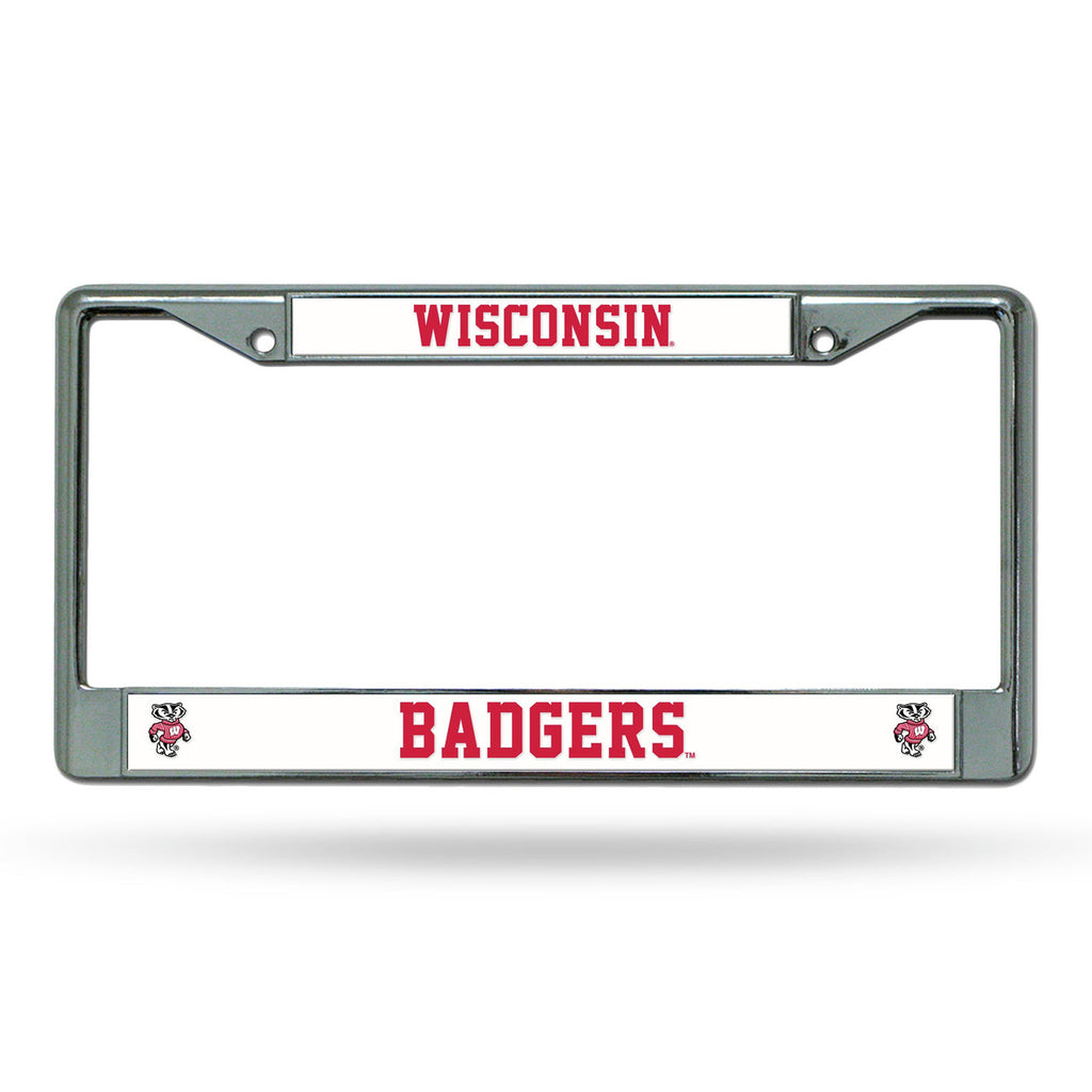 Wisconsin Badgers License Plate Frame Chrome